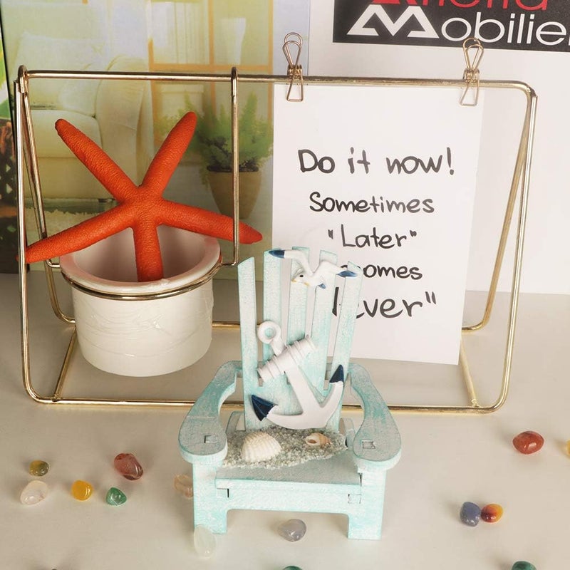 Meching 4 Pack Wooden Handmade Mini Chair Ornament Beach Decor Nautical Decoration for Bathroom Bedroom Decor Home Decor Article Home Office Desk, 4 x 3.75 x 3.75 inches (Light Blue) - Image 5